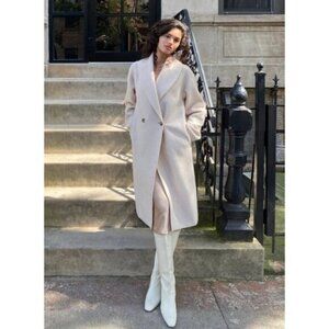 ARITZIA WILFRED Charlize Jacket Merino Wool Long Coat Heather Bone White Medium